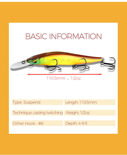 Bearking professional Wobbler 110mm 14g Dive 1.8m SP Fishing Lures Artificial Bait Predator Tackle jerkbaits for pike and bass