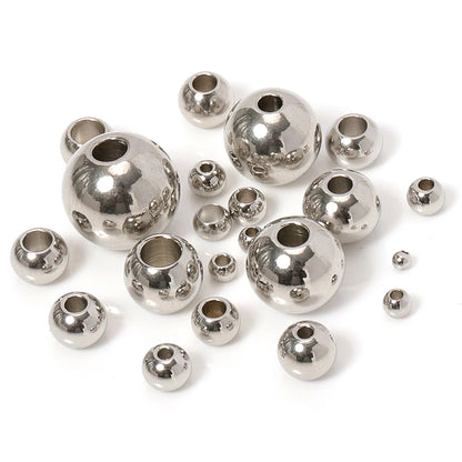 100pcs 3-10mm Stainless Steel Beads for Jewelry Making Loose Spacer Beads Ball Hole 1.2-5mm for Bracelets Jewelry Components DIY