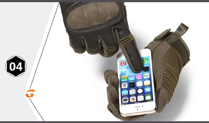 PU Leather Tactical Gloves Touch Screen Cycling Hard Shell Hiking Combat Hunting Airsoft Driving Bicycle Anti-slip Bike Mittens