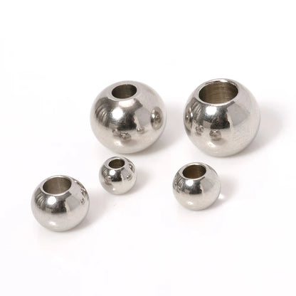 100pcs 3-10mm Stainless Steel Beads for Jewelry Making Loose Spacer Beads Ball Hole 1.2-5mm for Bracelets Jewelry Components DIY