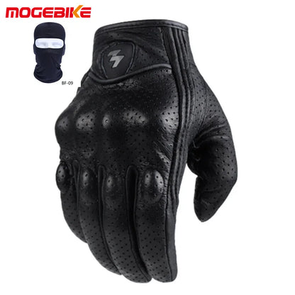 Guantes de cuero auténtico para motocicleta con pantalla táctil, antideslizantes, con nudillos duros y dedos completos, equipo de protección para deportes al aire libre, motocross, ATV