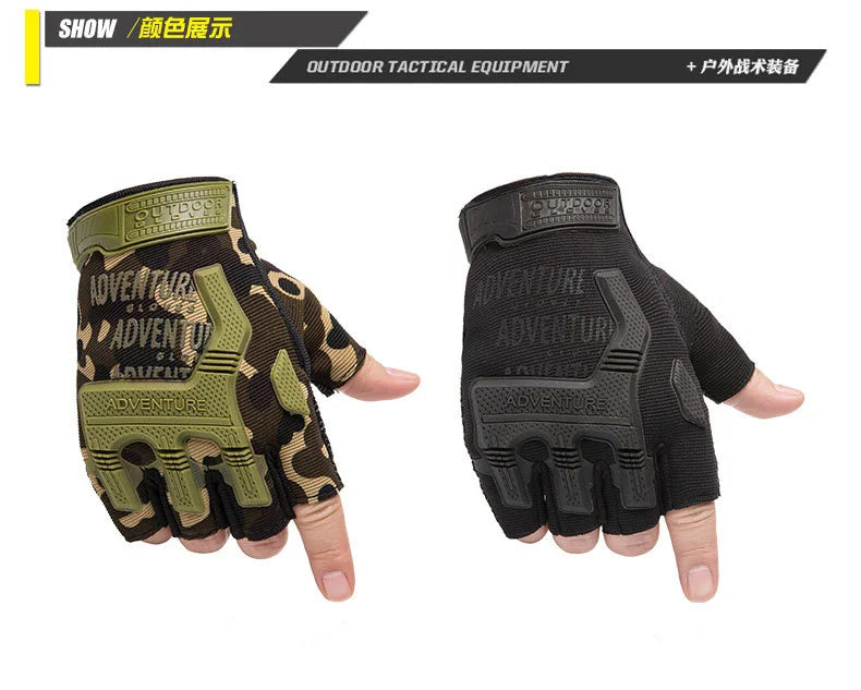 1Pair Gear Fingerless Hard Knuckle Tactical Gloves Men Half Finger Fitness Sport Gym Driving Riding Motorcycle Gloves