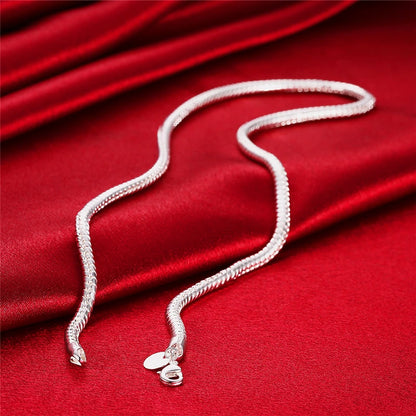 DOTEFFIL Collar de cadena de serpiente de plata de ley 925 de 16/18/20/24/22/24/26/30 pulgadas y 3 mm para mujer, hombre, joyería de compromiso para bodas