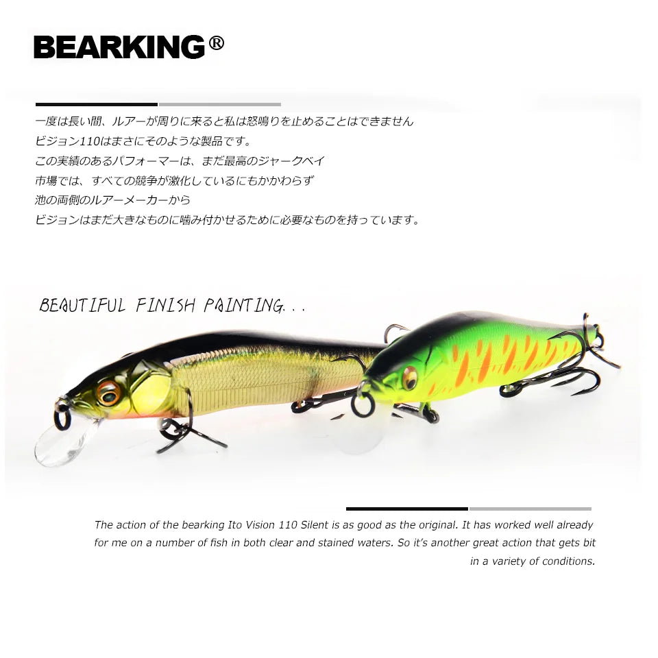 BEARKING 11cm 14g Señuelos de pesca duros superiores Cebos de calidad Minnow Wobblers Buena acción Aparejos de pesca profesionales artificiales