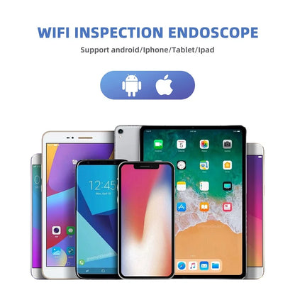 F99 Wifi Endoscope Camera HD720P 8mmLens USB Camera Semi-rigid Cable Waterproof Iphone Android Wireless Car Inspection Borescope