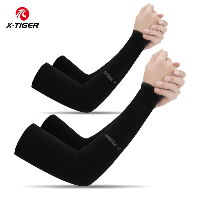 X-TIGER Cycling Arm Sleeves Ice Fabric  Anti-UV Sunscreen Running Cycling Sleeve Outdoor Sport Cycling Arm Warmers Men Women