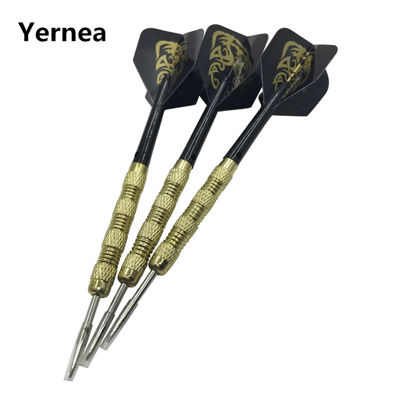 Yernea - Juego de 3 dardos con punta de acero de 15 g, para deportes, entretenimiento, cuerpo de dardo de cobre niquelado, varilla de nailon para dardos, vuelo de PET