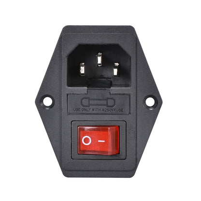 Piezas de impresora 3D 10A 250V Interruptor de encendido Toma de corriente CA con interruptor basculante triple rojo Módulo con fusible Enchufe para impresora 3D