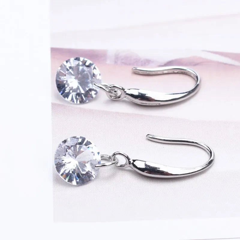 Pendientes colgantes de cristal de circón noble para mujer, elegantes y de moda, muy vendidos, joyería delicada para mujer