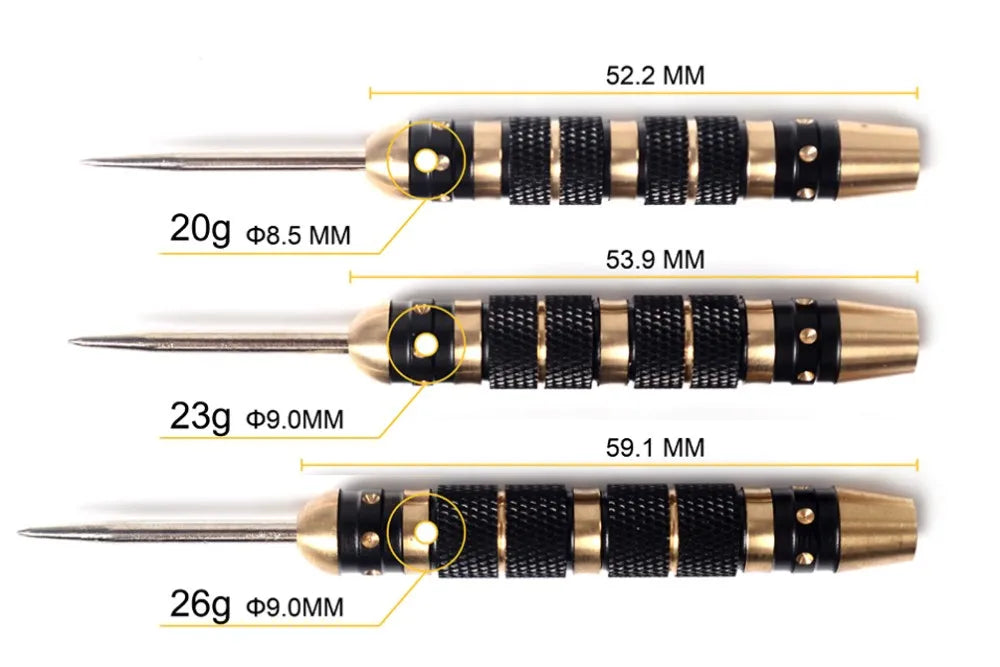 CUESOUL Professional Archer 20/22/23/26 Grams Steel Tip Darts -- Black Coating Brass Barrels