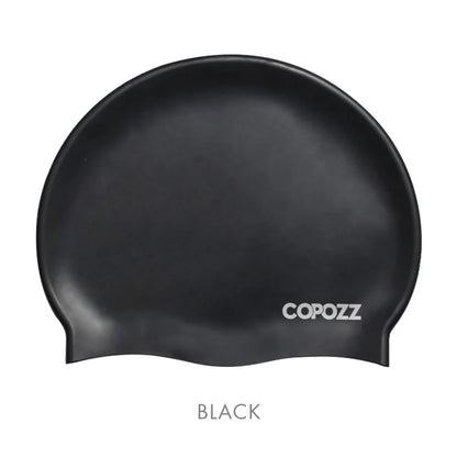 Copozz Elastic Silicon Rubber Waterproof Protect Ears Long Hair Sports Swim Pool Hat Large Size Swimming Cap for Men Women Adult