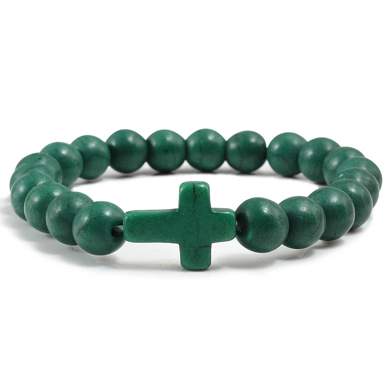 Pulsera de piedra natural con dijes, pulseras de cuentas de lava negra mate hechas a mano para hombres y mujeres, cadena de oración para fitness, joyería para parejas, regalo