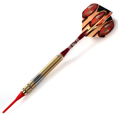 CUESOUL Soft Tip Darts Set with Golden 16g Dart Barrels Eye-Catched,Red  Aluminium Dart Shafts for Dardos Electronico