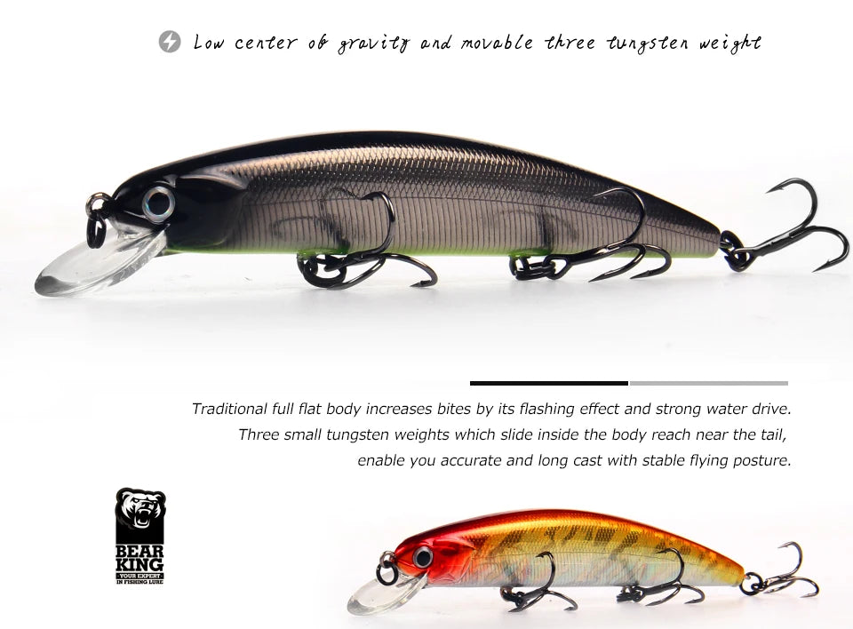 Bearking 11cm 17g Dive 1.5m super weight system long casting SP minnow  New model fishing lures hard bait quality wobblers