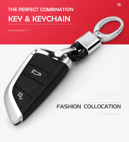 Leather Hand Woven Keychain Metal key rings Chains Best Gifts Car Key Holder For Mercedes Benz VW TOYOTA AUDI BMW Auto Keyring