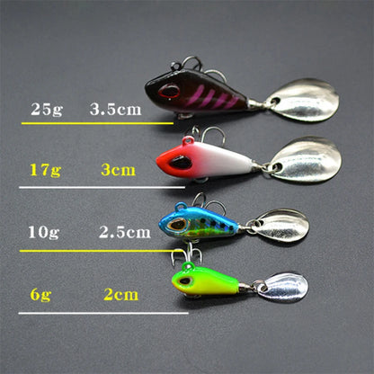 OUTKIT Nuevo señuelo de pesca Mini VIB de metal con cuchara, 6 g, 10 g, 17 g, 25 g, 2 cm, aparejo de pesca, señuelo giratorio con vibración, cebo que se hunde