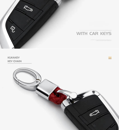 Leather Hand Woven Keychain Metal key rings Chains Best Gifts Car Key Holder For Mercedes Benz VW TOYOTA AUDI BMW Auto Keyring