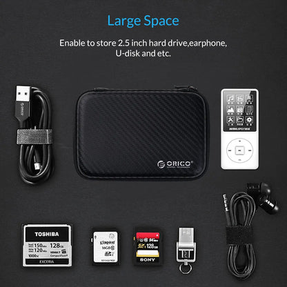 ORICO 2.5 Hard Disk Case Portable HDD Protection Bag for External 2.5 inch Hard Drive/Earphone/U Disk Hard Disk Drive Case Black