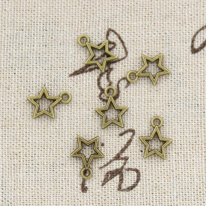 50 piezas de dijes de estrella de pentagrama de 13 x 10 mm hechos a mano para hacer colgantes, bronce tibetano vintage, bricolaje para pulseras y collares