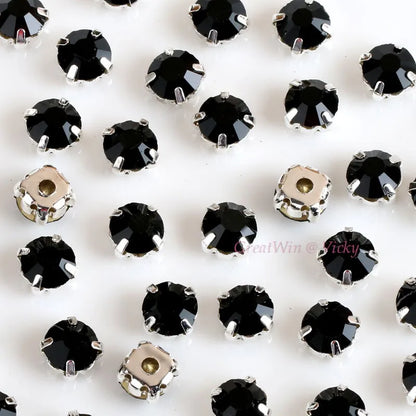 Glass Rhinestones! Round Shape With Claw Sew On Crystal Stone Strass Diamond Metal Base Buckle For Clothes Decorating