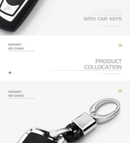 Leather Hand Woven Keychain Metal key rings Chains Best Gifts Car Key Holder For Mercedes Benz VW TOYOTA AUDI BMW Auto Keyring