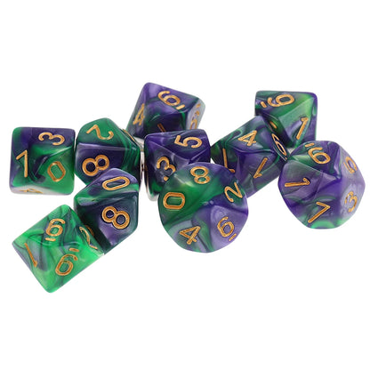 10 dados poliédricos de 10 caras D10 D8 para juegos de rol de 16 mm, dados familiares