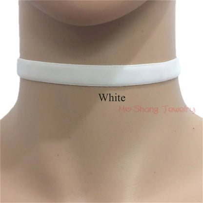 Valentine's Day Gift Punk Gothic White Velvet Choker Necklace Tattoo Necklaces Women Chocker Collares Mujer Collier Femme Bijoux