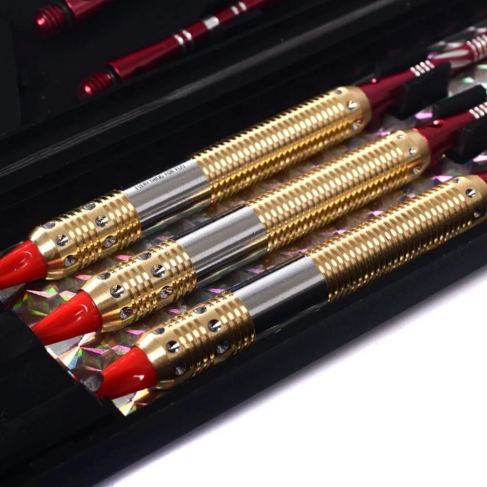 CUESOUL Soft Tip Darts Set with Golden 16g Dart Barrels Eye-Catched,Red  Aluminium Dart Shafts for Dardos Electronico