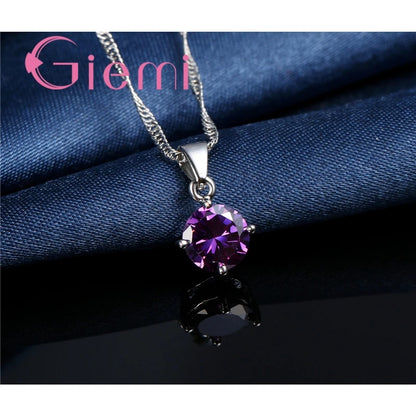 925 Sterling Silver Pendant Necklace Earrings For Women Engagement Fashion Jewelry Set Trendy Austrian Crystal Wholesale