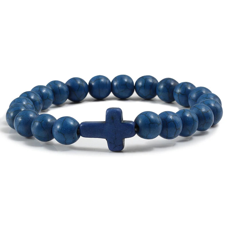 Pulsera de piedra natural con dijes, pulseras de cuentas de lava negra mate hechas a mano para hombres y mujeres, cadena de oración para fitness, joyería para parejas, regalo