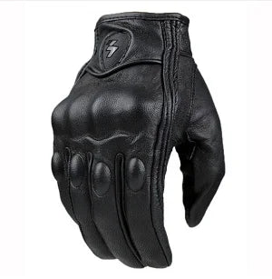 Touch Screen Real Leather Motorcycle Skidproof Hard Knuckle Full Finger Gloves Protective Gear for Outdoor Sports Motocross ATV