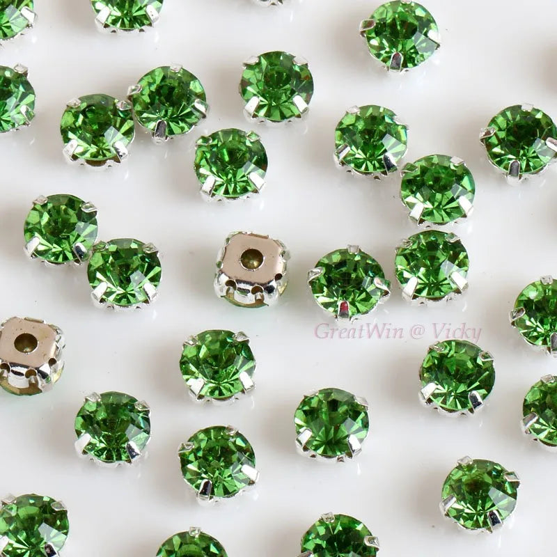 Glass Rhinestones! Round Shape With Claw Sew On Crystal Stone Strass Diamond Metal Base Buckle For Clothes Decorating