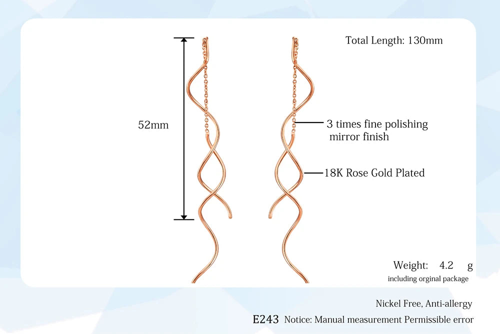 ZHOUYANG Ear Line For Women Simple Spiral Earrings Rose Gold Color Fashion Jewelry Brithday Friendship Gift ZYE243 ZYE319