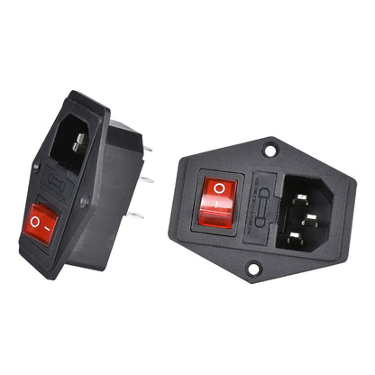 Piezas de impresora 3D 10A 250V Interruptor de encendido Toma de corriente CA con interruptor basculante triple rojo Módulo con fusible Enchufe para impresora 3D