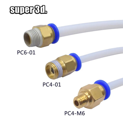 2 conectores neumáticos para impresoras 3D, acoplador de unión rápida Bowden, 1,75/3 mm, accesorios para tubería PC4, M6 y M10, tubo de PTFE de 2/4 mm