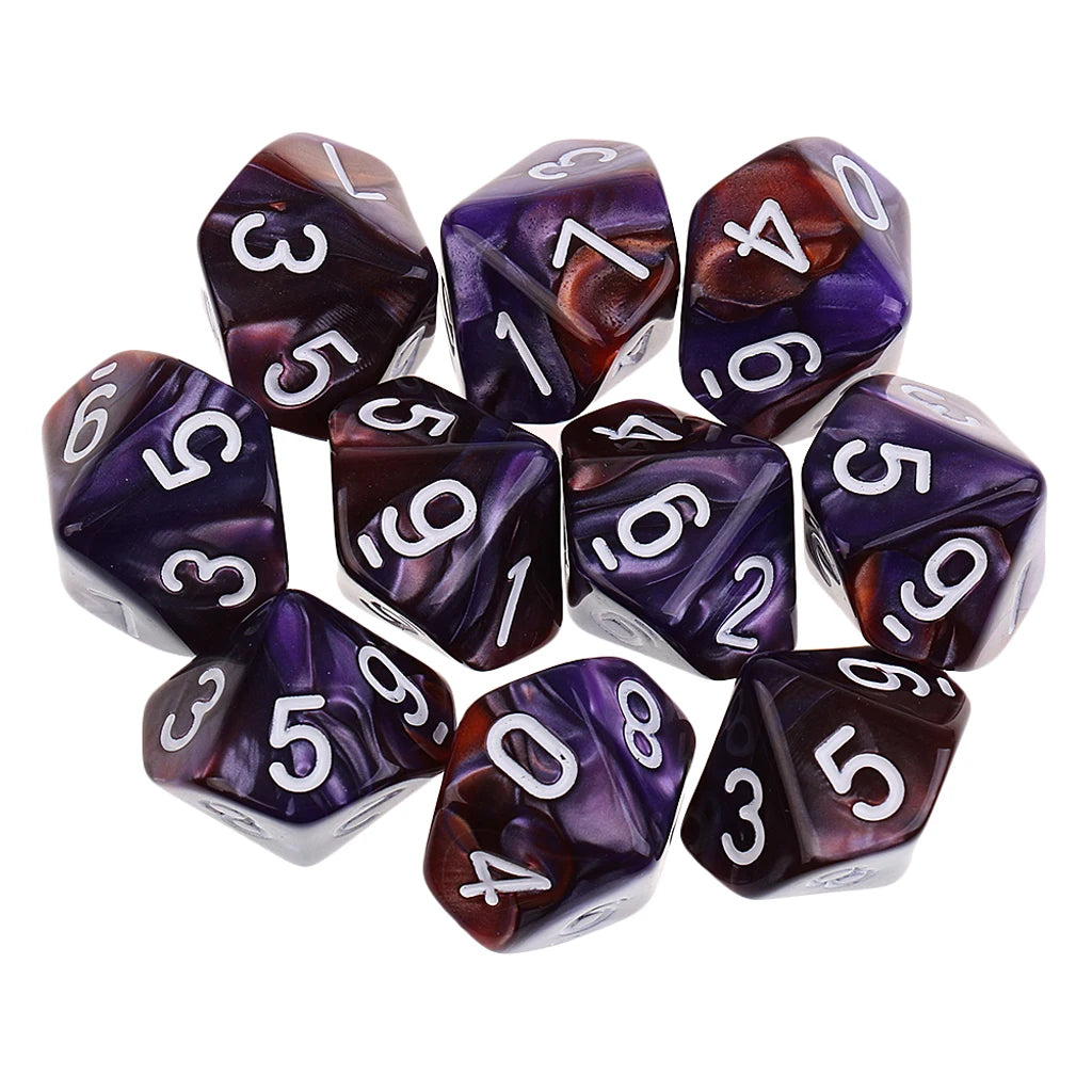 10 dados poliédricos de 10 caras D10 D8 para juegos de rol de 16 mm, dados familiares