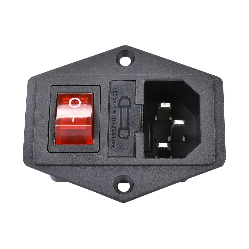 Piezas de impresora 3D 10A 250V Interruptor de encendido Toma de corriente CA con interruptor basculante triple rojo Módulo con fusible Enchufe para impresora 3D