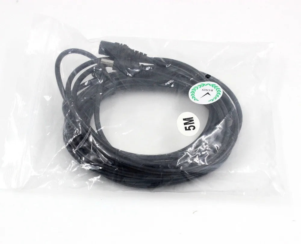 DC12V Power Extension Cable 2.1*5.5mm Connector Male To Female For CCTV Security Camera Black Color 16.5Feet 5M 10m power cable