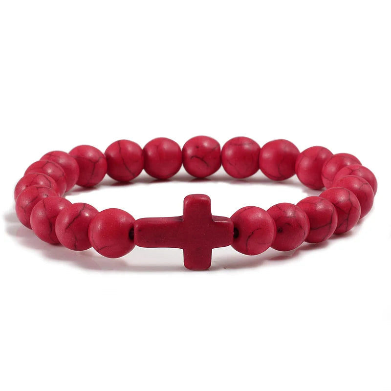 Pulsera de piedra natural con dijes, pulseras de cuentas de lava negra mate hechas a mano para hombres y mujeres, cadena de oración para fitness, joyería para parejas, regalo