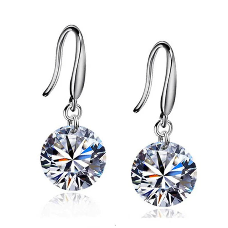 Pendientes colgantes de cristal de circón noble para mujer, elegantes y de moda, muy vendidos, joyería delicada para mujer