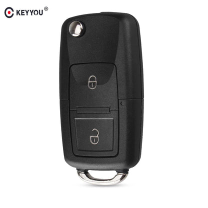 KEYYOU 2 Buttons Remote Flip Folding Car Key Shell for VW Volkswagen MK4 Bora Golf 4 5 6 Passat Polo Bora Touran