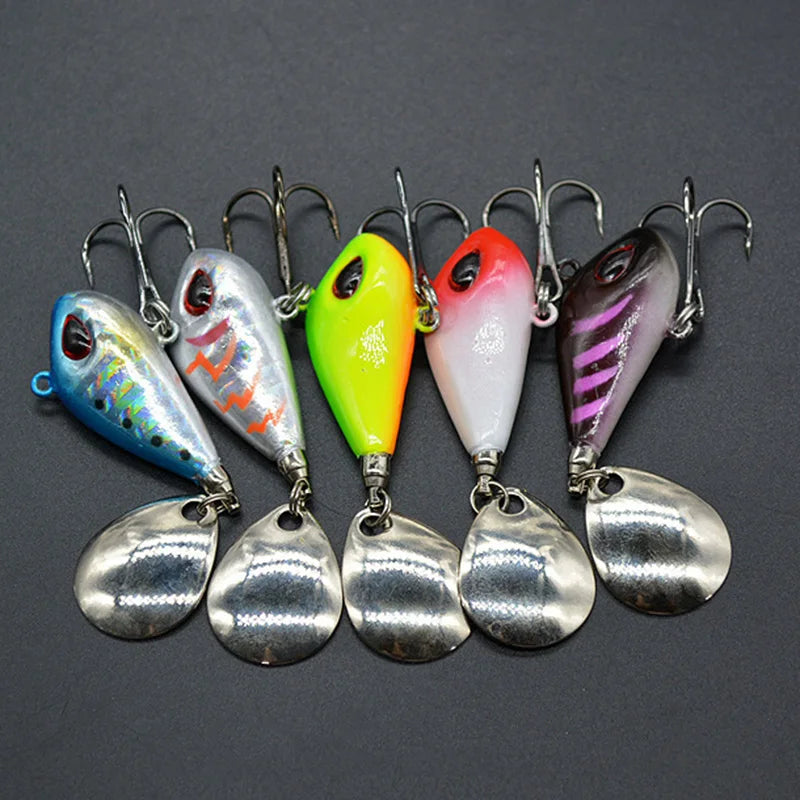 OUTKIT Nuevo señuelo de pesca Mini VIB de metal con cuchara, 6 g, 10 g, 17 g, 25 g, 2 cm, aparejo de pesca, señuelo giratorio con vibración, cebo que se hunde