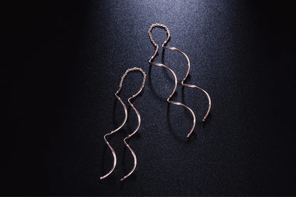 ZHOUYANG Ear Line For Women Simple Spiral Earrings Rose Gold Color Fashion Jewelry Brithday Friendship Gift ZYE243 ZYE319