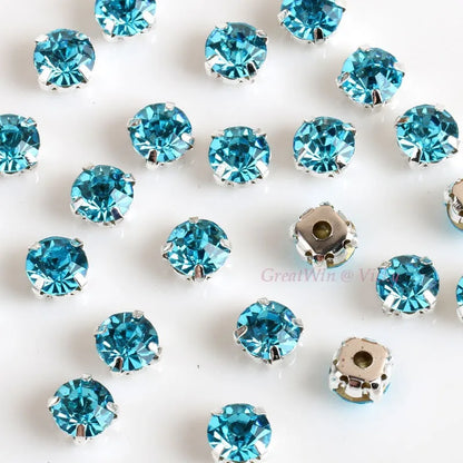 Glass Rhinestones! Round Shape With Claw Sew On Crystal Stone Strass Diamond Metal Base Buckle For Clothes Decorating