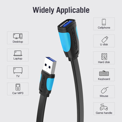 Vention USB to USB Cable USB 3.0 2.0 Male to Female Extension Cable USB 3.0 Data Cord for Smart TV PC SSD USB 2.0 Cable Extender