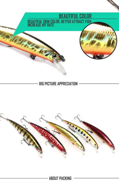 BEARKING para señuelos de pesca artificiales, cebos wobblers de calidad minnow de 13 cm y 21 g, modelo suspendido, crankbaits popper