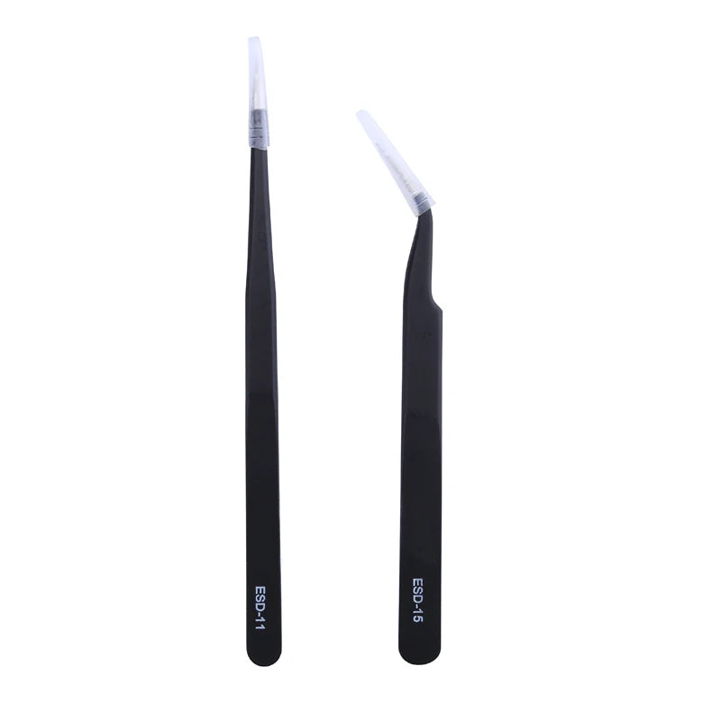 2pcs/lot Anti-static Precision Tweezers Set Pinzas Pincet Stainless Steel ESD Tweezer Electronics Repair Tools