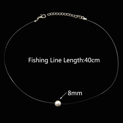 Poputton Female Transparent Fishing Line Necklace Silver Plated Invisible Chain Women Rhinestone Choker Necklace Collier Femme