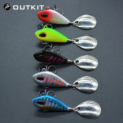 OUTKIT Nuevo señuelo de pesca Mini VIB de metal con cuchara, 6 g, 10 g, 17 g, 25 g, 2 cm, aparejo de pesca, señuelo giratorio con vibración, cebo que se hunde