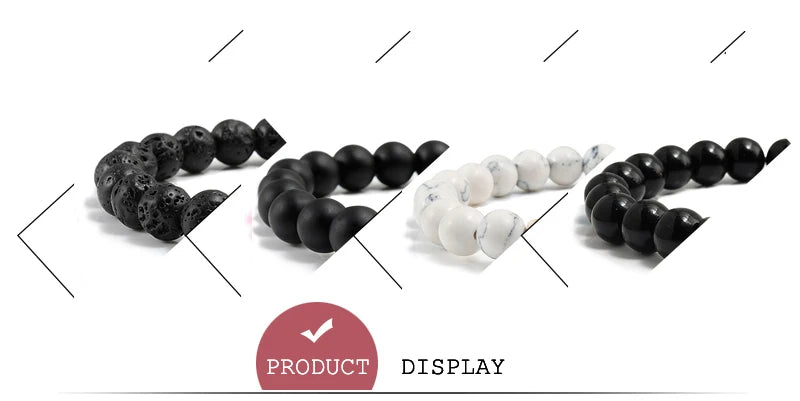 Charm Natural Stone Bracelet Cross Black Lava Matte Beaded Bracelets Handmade Men Women Prayer Fitness Chain Couple Jewelry Gift